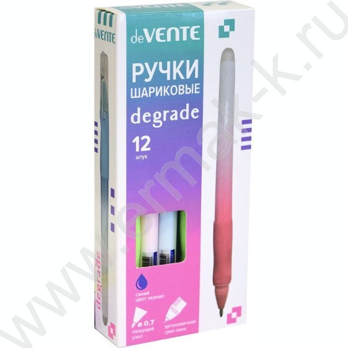 Ручка шар Degrade синяя 0,7мм /корпус с каучуковым держателем /цвета ассорти с переходом цвета | Фото 2