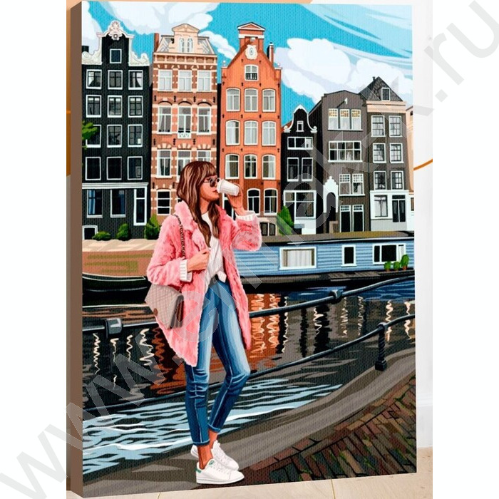 Набор д/раскрашивания Картина по номерам 40*50см подрамник "Девушка в Амстердаме" | Фото 1