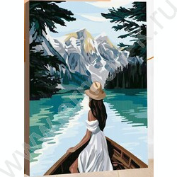 Набор д/раскрашивания Картина по номерам 40*50см подрамник "Девушка в лодке" | Фото 1