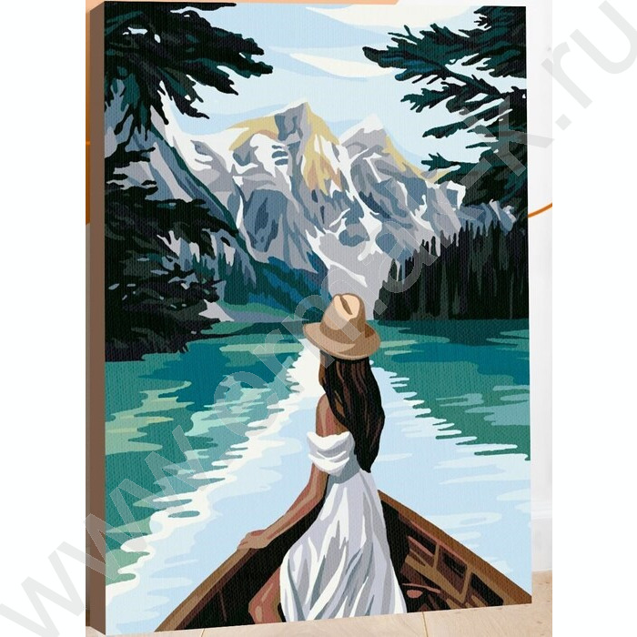 Набор д/раскрашивания Картина по номерам 40*50см подрамник "Девушка в лодке" | Фото 1