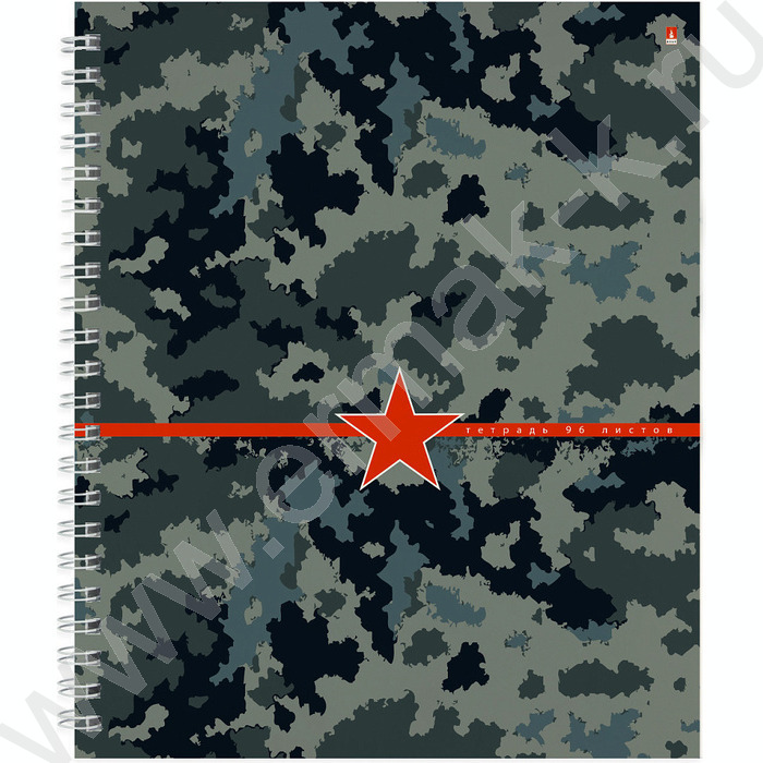 Тетрадь  96л А5+ клетка/спираль "Милитари" ассорти | Фото 3