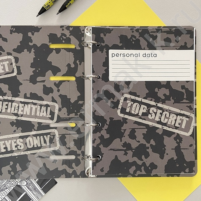 Тетрадь  80л линейка/кольца "Sesret agent" сменный блок /матовая ламинация Soft Touch, фольга | Фото 5