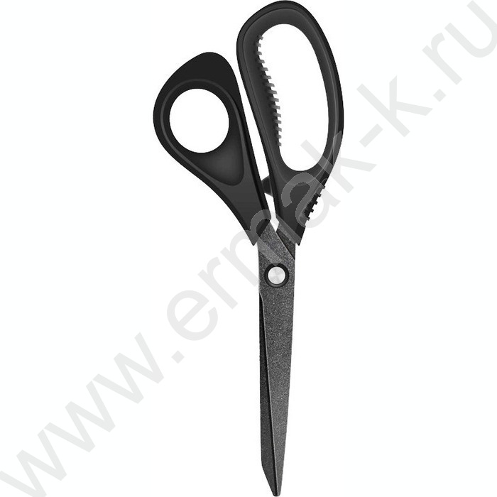 Ножницы 19см "TOTAL BLACK" черные прорезин. кольца с лепестками, 3D лезвия, тефлоновое покрытие | Фото 1