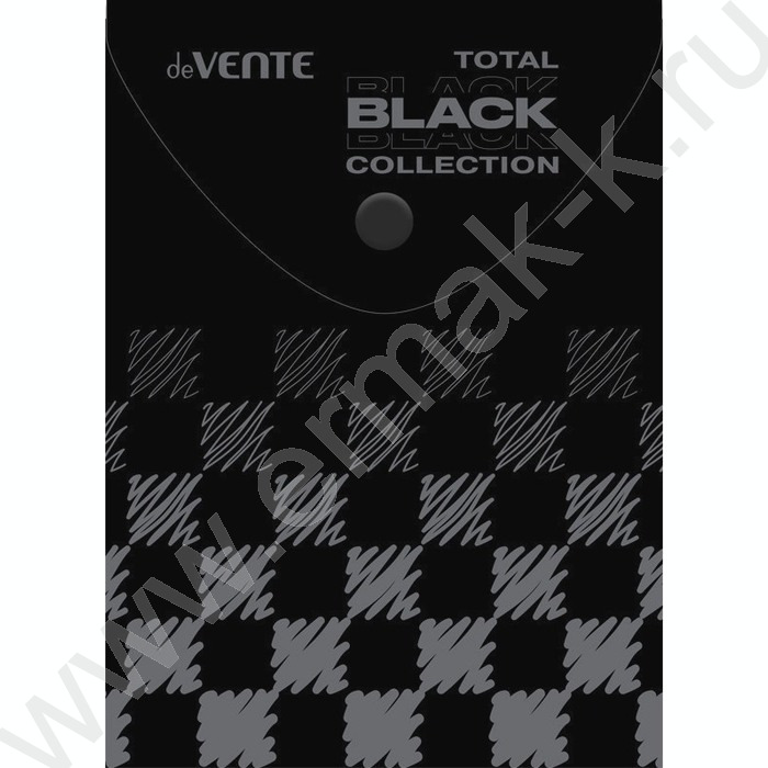 Папка-конверт на кнопке А6- "TOTAL BLACK"  непрозрачн черная с дизайном, 180мкм /ассорти | Фото 1