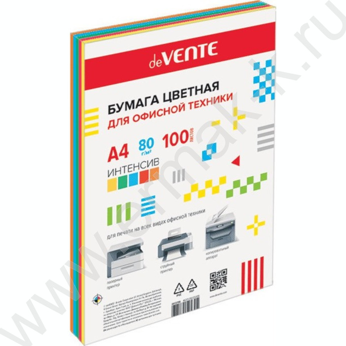 Бумага А4  80г/мкв 100л "Intensive" интенсивные цвета 5цв | Фото 1