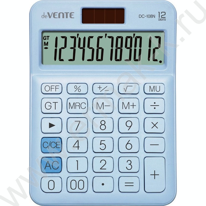 Калькулятор DC-108N-B /98*136*31мм, двойное питание /пастельный голубой, 12 разряд | Фото 1