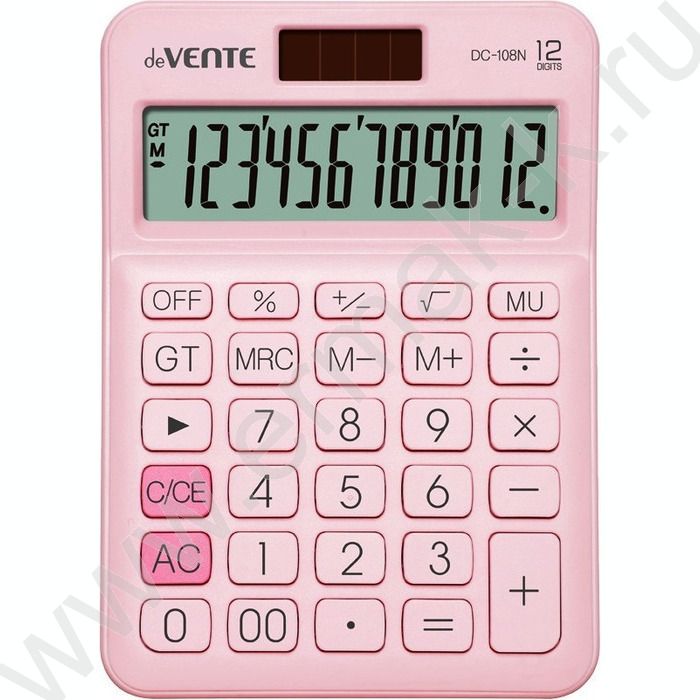 Калькулятор DC-108N-P /98*136*31мм, двойное питание /пастельный розовый, 12 разряд | Фото 1