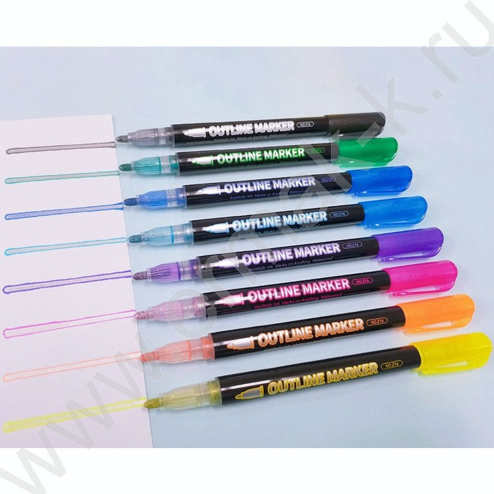 Маркер контурный /набор  8цв/ "Outliner" круглый корпус, пулевидный наконечник, ширина линии 2мм | Фото 1