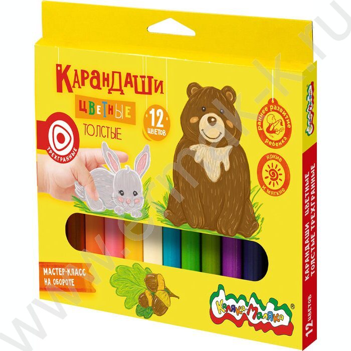 Карандаши  12цв Каляка-Маляка короткие /трехгранные/ европодвес | Фото 2