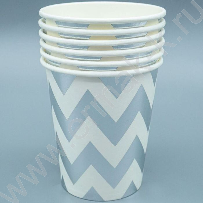 Стаканы бумажные 250мл/6шт Зигзаг серебро | Фото 2