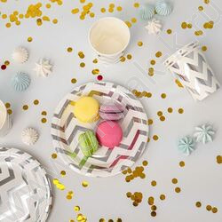 Тарелка бумажная 18см/6шт Зигзаг серебро | Фото 2