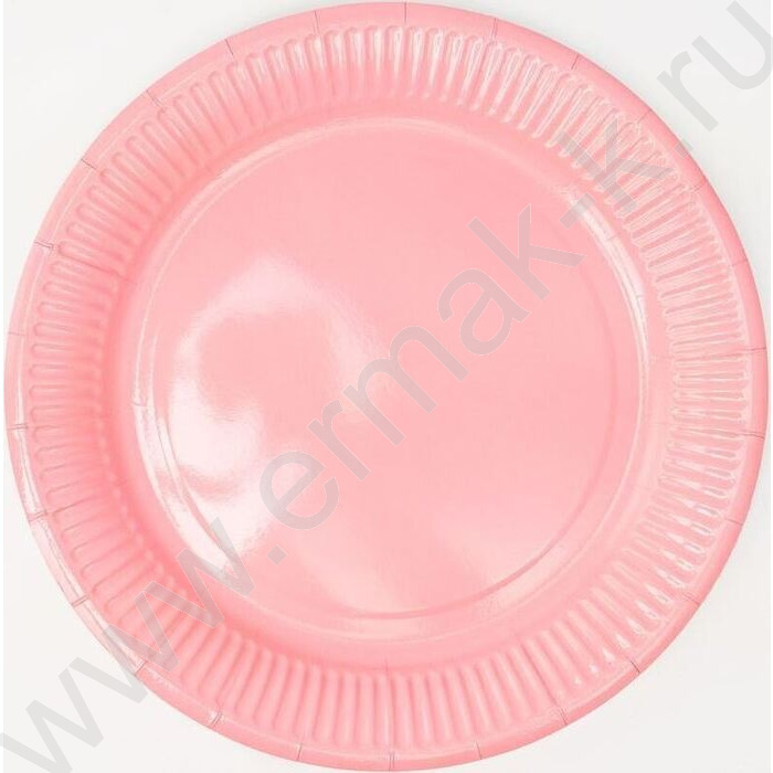 Тарелка бумажная 23см/6шт Пастель розовый | Фото 1