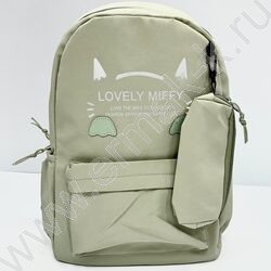 Рюкзак 43*30*13 "Lovely miffy" /1отд. 1 карман, пенал /оливковый | Фото 1