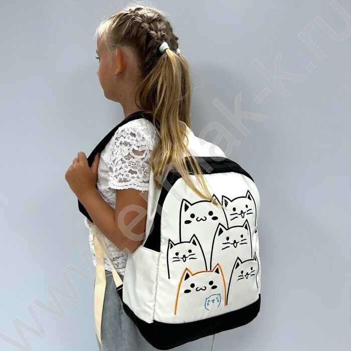 Рюкзак 43*30*13  "Коты" /1отд. /черный | Фото 5