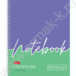 Тетрадь 120л клетка/спираль/тв.обл. "Underline" | Фото 1