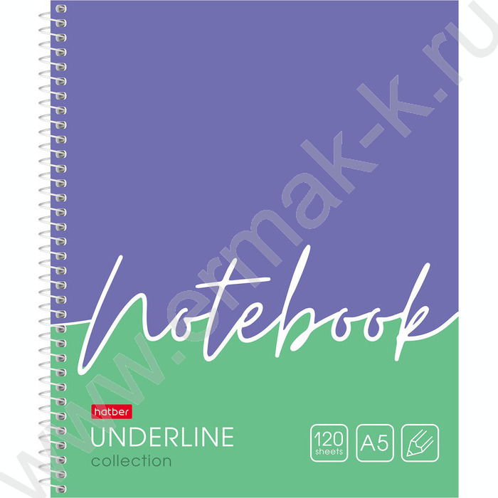Тетрадь 120л клетка/спираль/тв.обл. "Underline" | Фото 1