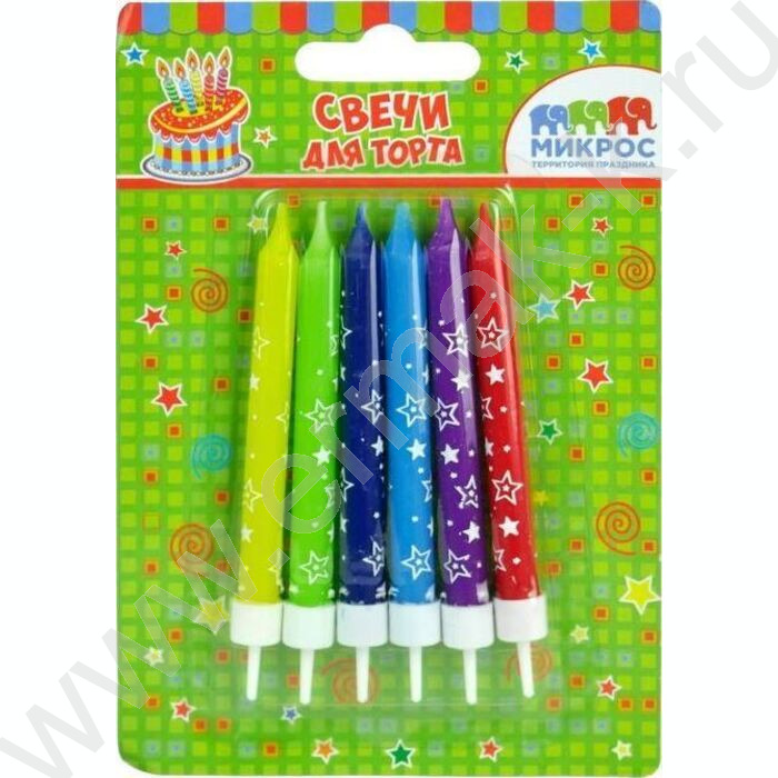 Свечи д/торта "Звезды" 8 см с держателями  6шт/уп | Фото 1