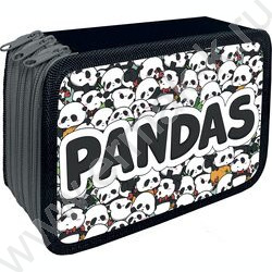 Пенал б/наполн. 3молнии 190*105мм Pandas /большой, тканевый торец | Фото 1