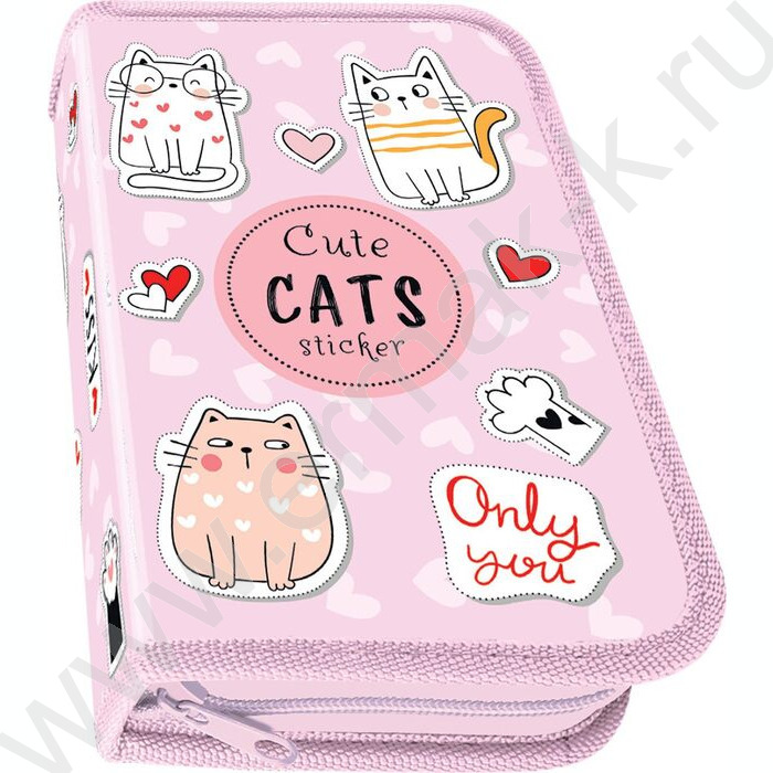 Пенал б/наполн. 1молния 130*200мм SOFT Cats stickers /большой | Фото 1