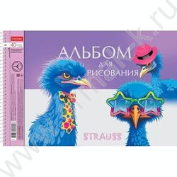 Альбом д/рисования-спираль 40л "Модные страусы" /перфорация/ ассорти | Фото 3