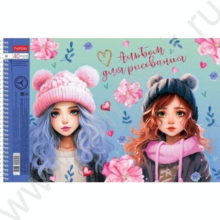 Альбом д/рисования-спираль 40л "Клевые девчонки" /перфорация/металлизиров. картон, выб лак/ 5вид | Фото 4
