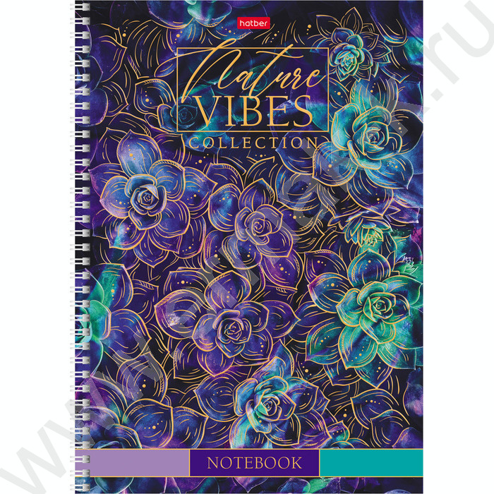 Тетрадь  80л А4 клетка/спираль "Золотые лепестки" /мат.ламин. 3D фольга/ ассорти | Фото 3