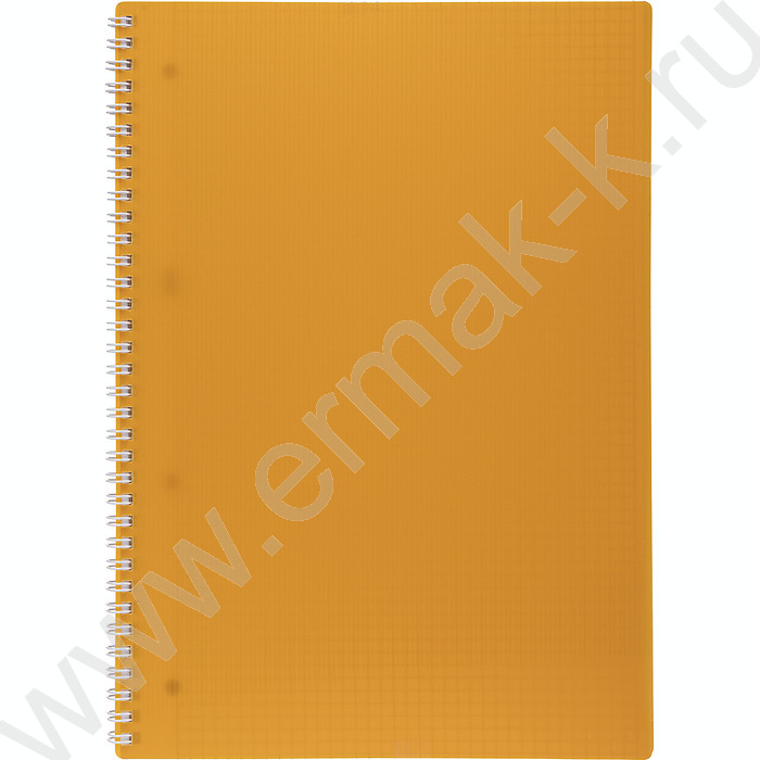 Тетрадь  80л А4 клетка/спираль/пластик.обл./многоуров.перфорация/ "LINE NEON Желтая" | Фото 1