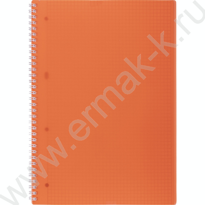 Тетрадь  80л А4 клетка/спираль/пластик.обл./многоуров.перфорация/ "LINE NEON Оранжевая" | Фото 1