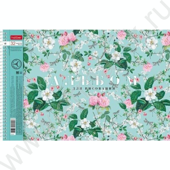 Альбом д/рисования-спираль 32л "Floral collection" /перфорация/ 5видов | Фото 3