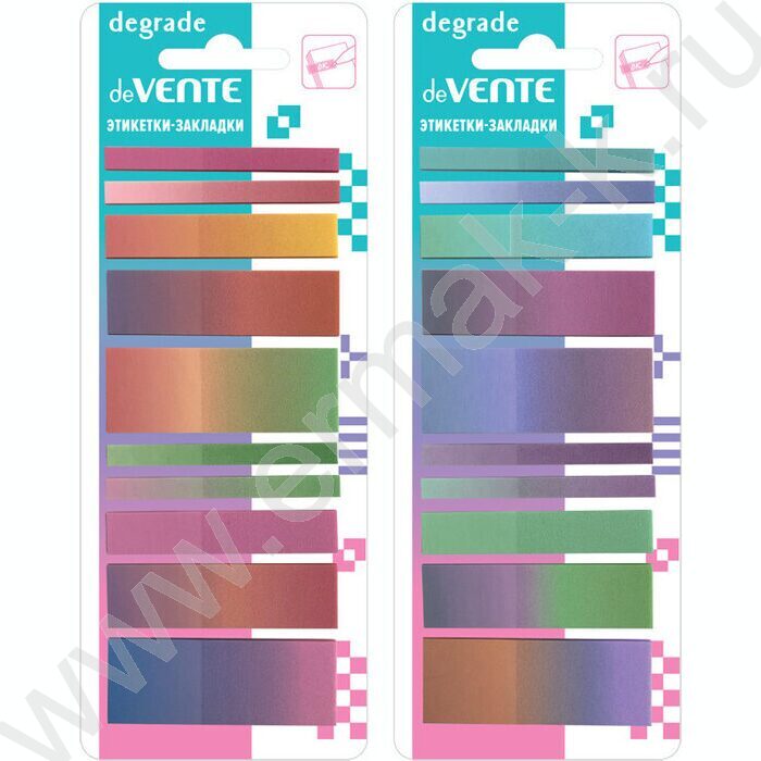 Набор самокл. этикеток "Degrade" 54*20мм, 54*15мм, 54*10мм, 54*5мм, 10*20лист  пластик/ассорти | Фото 1