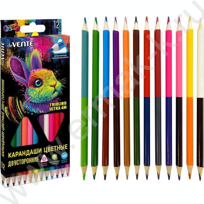 Карандаши  12шт/24цв Triolino Ultra 4М /трехгранные/ 4М, d грифеля-3мм к/кор | Фото 1