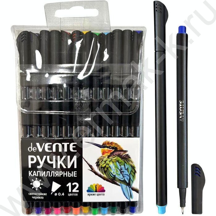 Ручка кап. /набор 12цв/ "Drops" с круглым черным корпусом/ 0,4мм /пласт. блистер | Фото 1