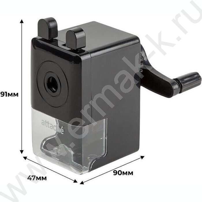 Точилка механическая 91*47*90мм, 8мм, фиксация карандаша, чёрная | Фото 6