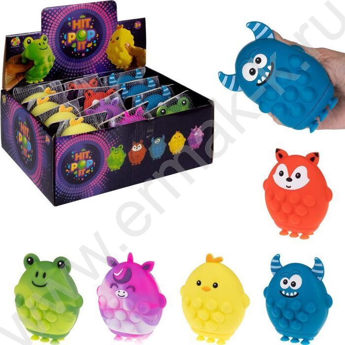 Игрушка антистресс Жмяка Hit Pop It Животные 11*9*5 см 5 видов | Фото 1