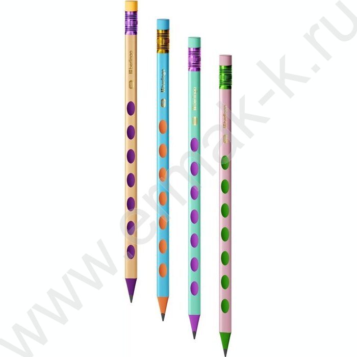 Карандаш пластиковый  с ластиком  HB "Metallic Ergo" трехгранный, с выемками, | Фото 1