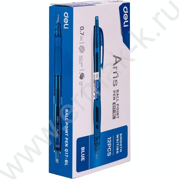 Ручка шар авт синяя 0,7мм Arris /корпус - синий, син. черн. резин. манжета | Фото 4