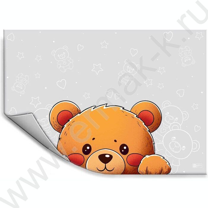 Пленка цв. д/уроков труда 50*70см "Мишка" ПВХ 130мм, ПЭТ пакет с европодвесом | Фото 1