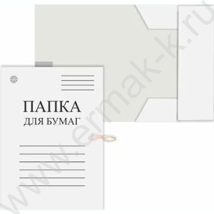 Папка д/бумаг на завязках белая A4 360г/м² | Фото 1