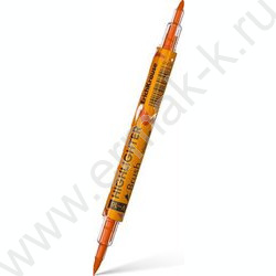 Текстовыделитель двустор. /оранжевый/ пуля-0,5мм, кисть-3,5мм Visioline V-16 Brush Neon | Фото 1