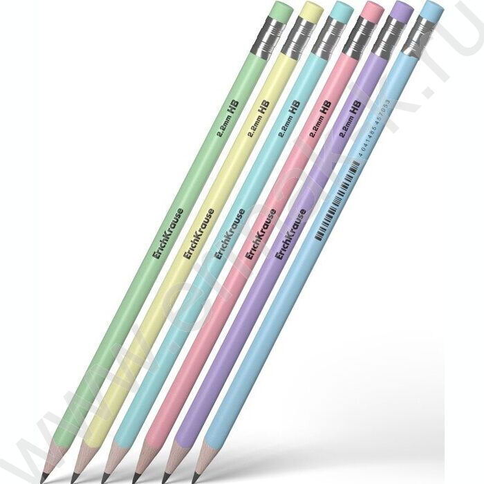 Карандаш ч/гр с ластиком HB Pastel /трехгранный /цвет корпуса - ассорти | Фото 1