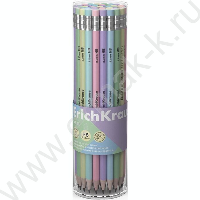 Карандаш ч/гр с ластиком HB Pastel /трехгранный /цвет корпуса - ассорти | Фото 2