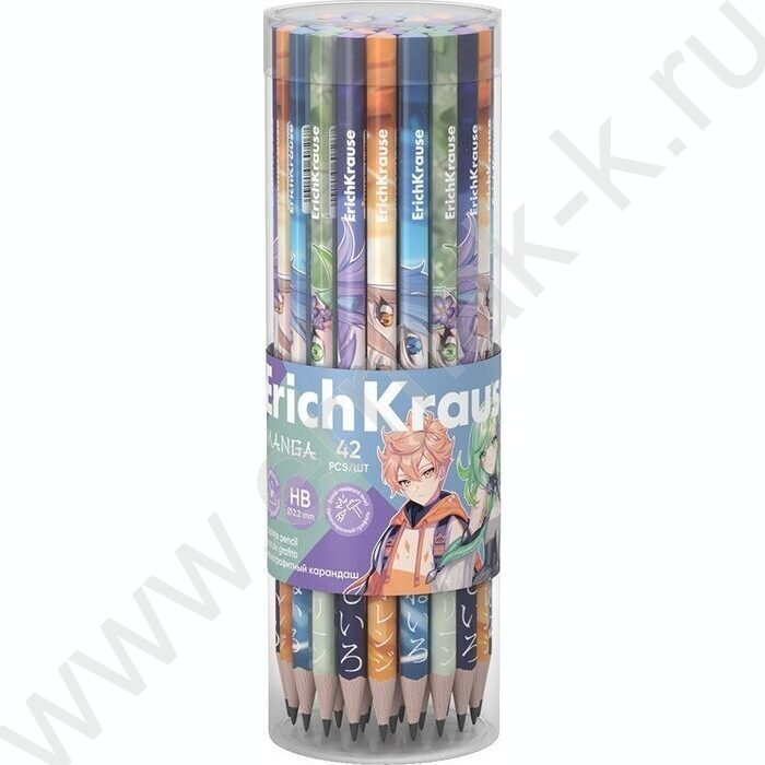 Карандаш ч/гр HB Manga /трехгранный /ассорти /туба | Фото 2