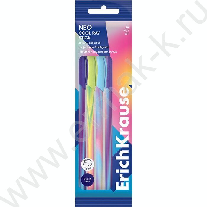 Ручка шар /набор  4шт/ Neo® Stick Cool Ray 0,7мм, синяя | Фото 2