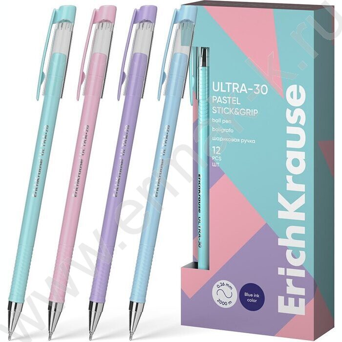 Ручка шар ULTRA-30 Stick&Grip Pastel 0.7мм, синяя | Фото 1