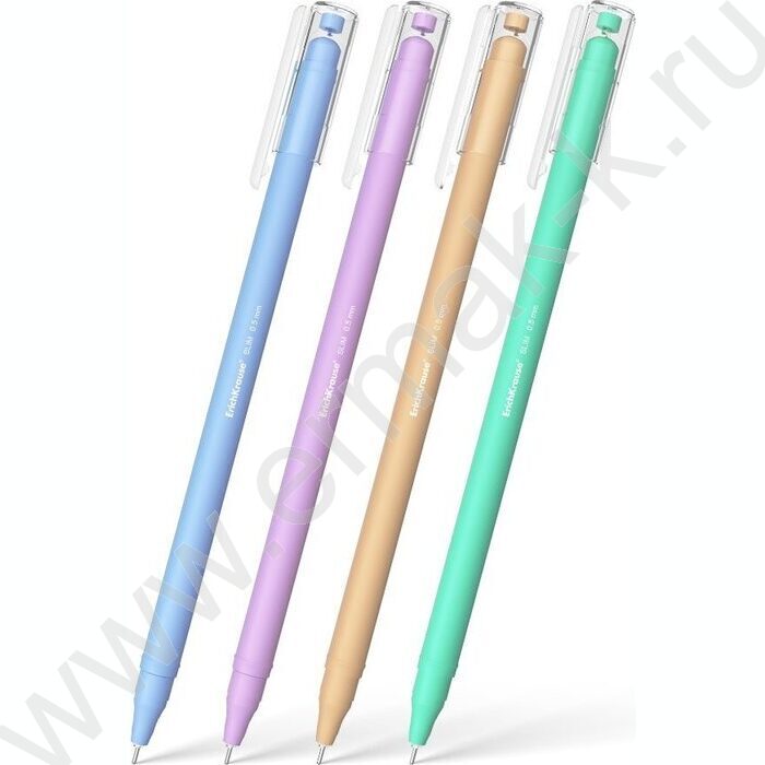 Ручка шар Slim Stick Pastel Bloom 0.7мм, синяя /корпус - ассорти | Фото 1