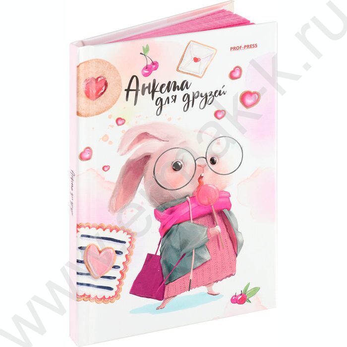 Анкета для друзей А6  64л "Зайка в очках"тв.обл./глянец/ | Фото 2