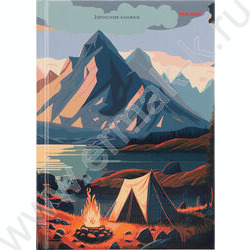 Зап. книжка 160л А5 тв.обл. "Костёр у палатки" /глянц.лам/лён | Фото 1