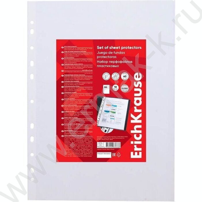 Файлы (мультифора) А4  60мкм Glossy Clear /не вскрываемый пакет-10шт. | Фото 1