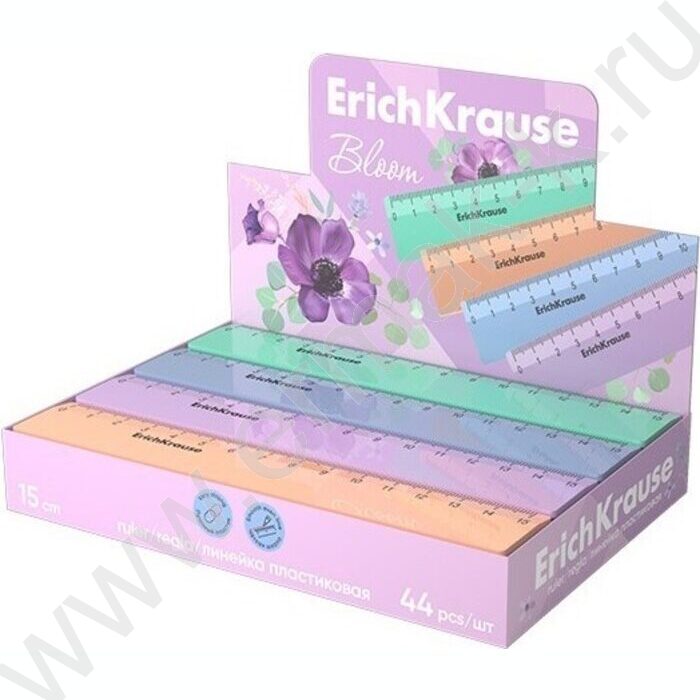 Линейка пл 15см Pastel Bloom, непрозрачная /ассорти /коробка-дисплей | Фото 2