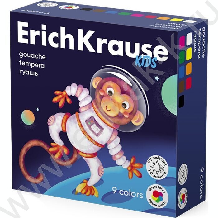 Гуашь   9цв 20мл Kids Space Animals, с УФ защитой яркости | Фото 1